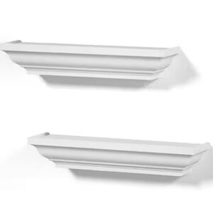 French Country White Wooden Rustic Floating Wall Shelf Decor